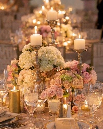 Vintage Wedding Inspiration Table Candles