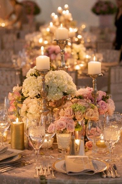 Vintage Wedding Inspiration Table Candles